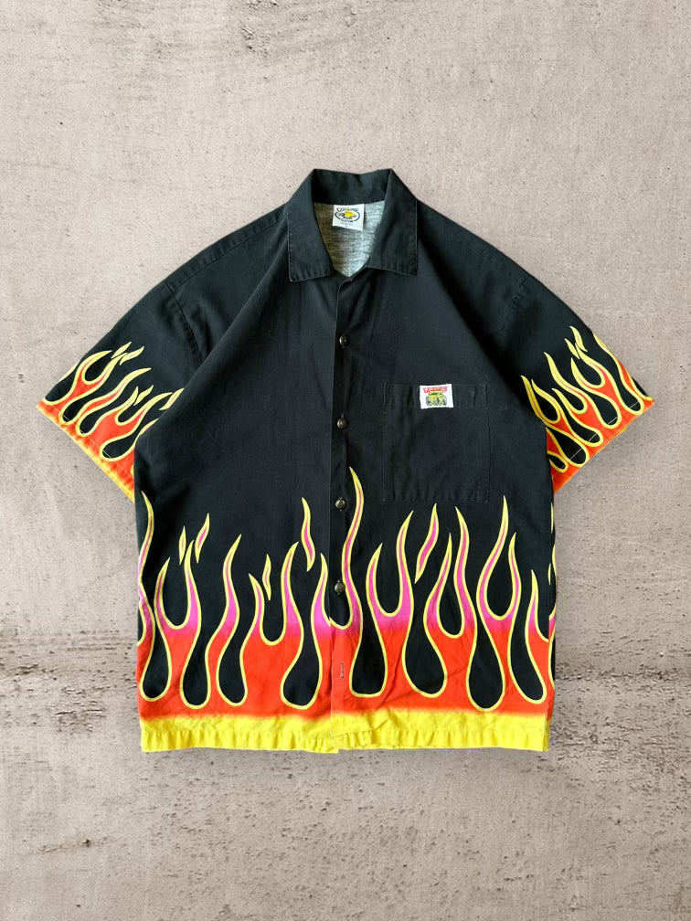 90s Good Guys Flame Button Up Shirt - XL