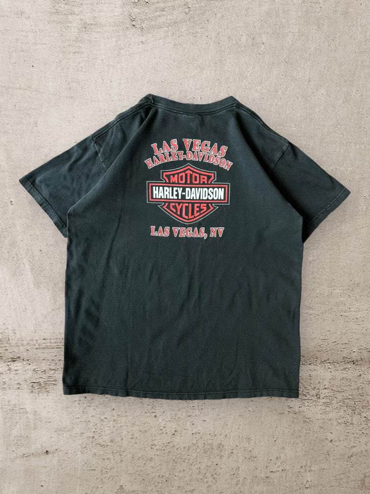 00s Harley Davidson Motorcycles Flames Graphic T-Shirt - XL