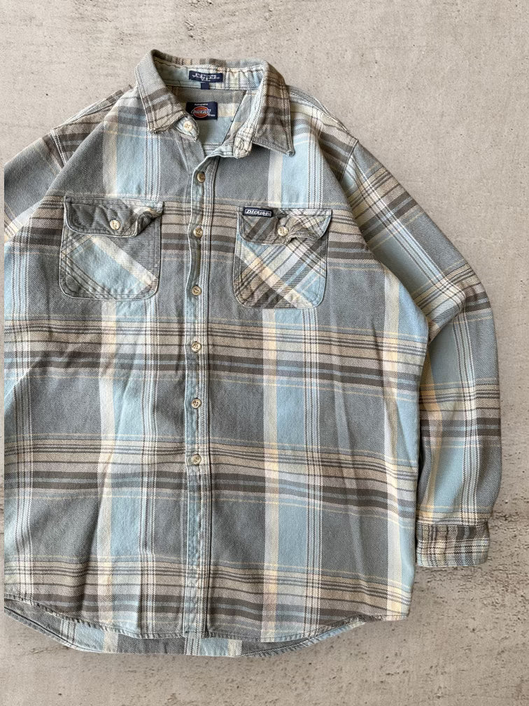 90s Dickies Plaid Print Button Up Flannel - XL