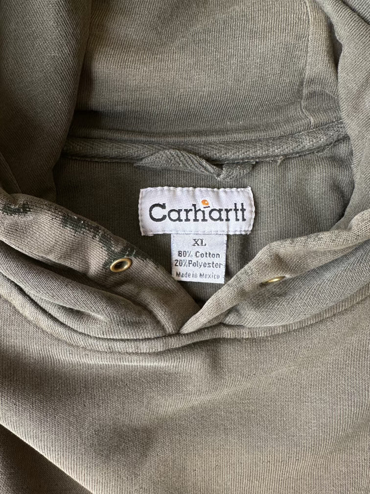 00s Carhartt Faded Olive Hoodie - XL