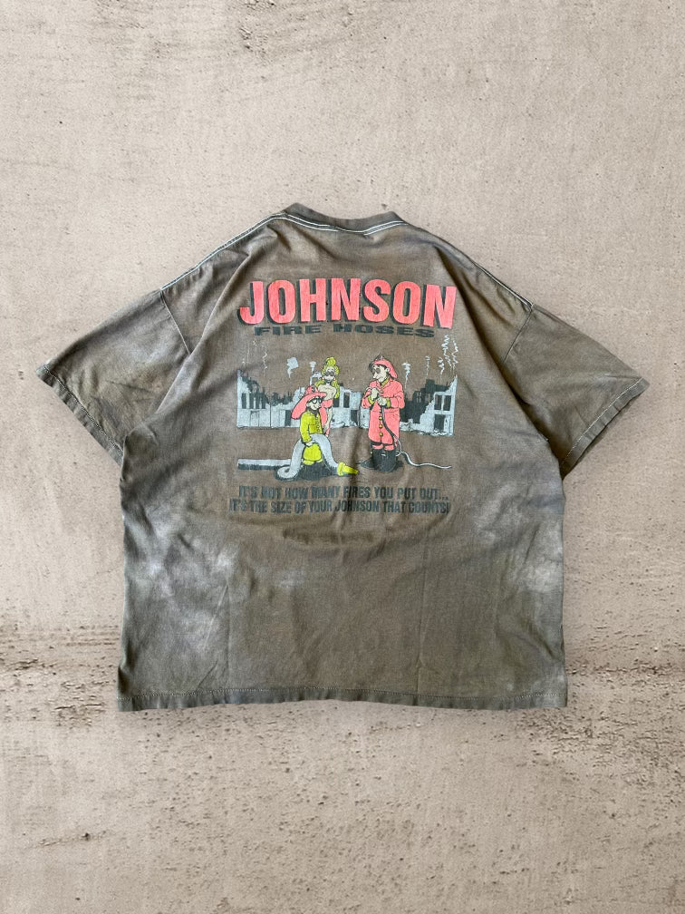 90s Brown Dyed Big Johnson Fire Hoses T-Shirt - XXL