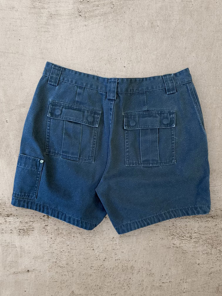 00s Navy Blue Double Pocket Fatigue Shorts - 34”