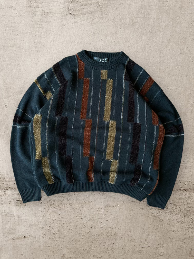 90s Protege Multicolor Geometric Knit Sweater - XXL