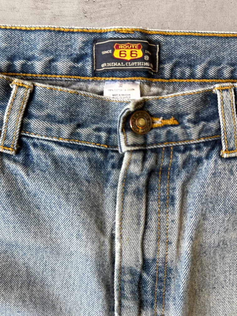 00s Route 66 Faded Denim Shorts - 33”