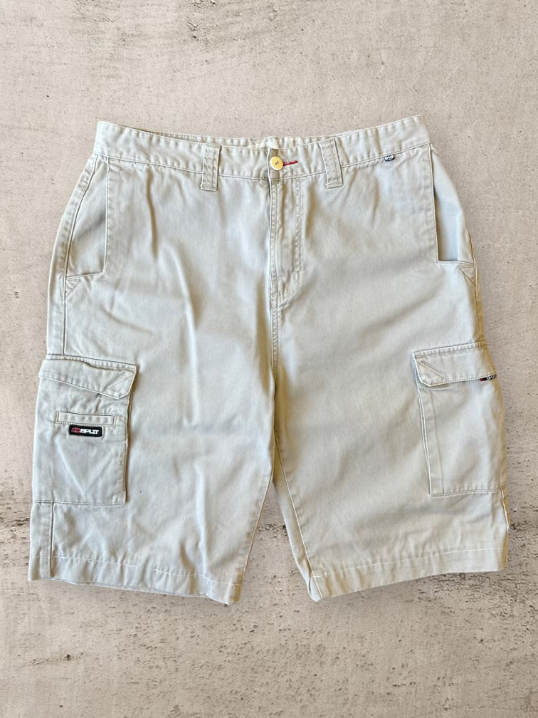 90s Split Khaki Cargo Shorts - 34”