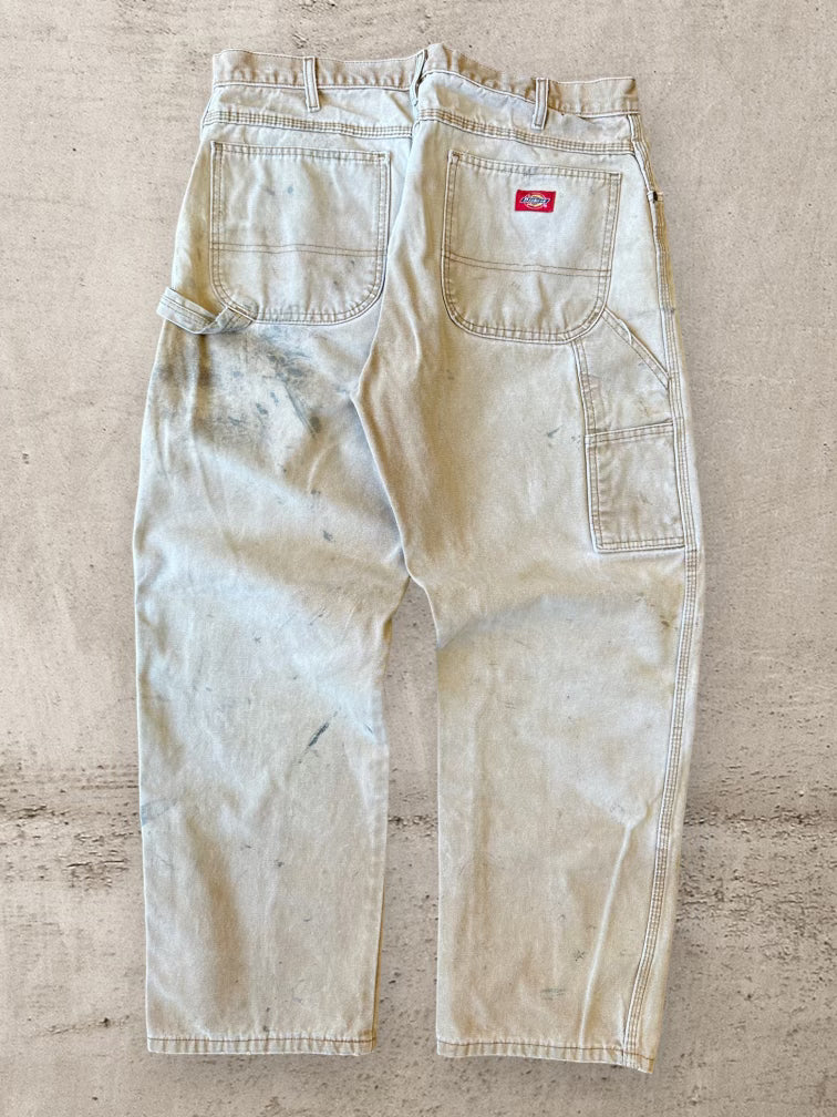 90s Dickies Distressed Khaki Carpenter Pants - 36x30