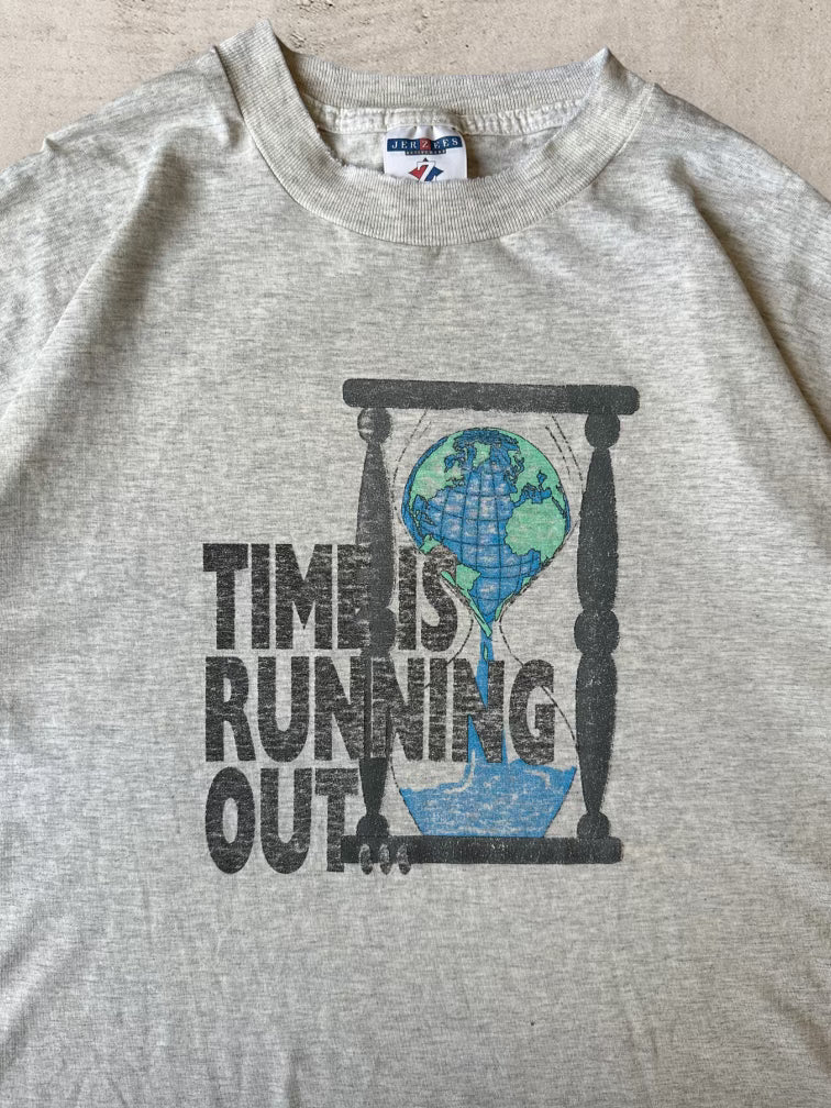 90s Time is Running Out Earth T-Shirt - XL