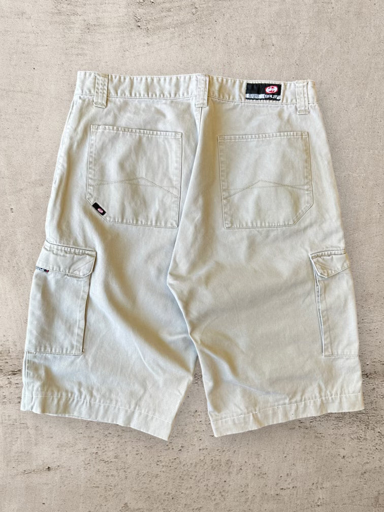 90s Split Khaki Cargo Shorts - 34”