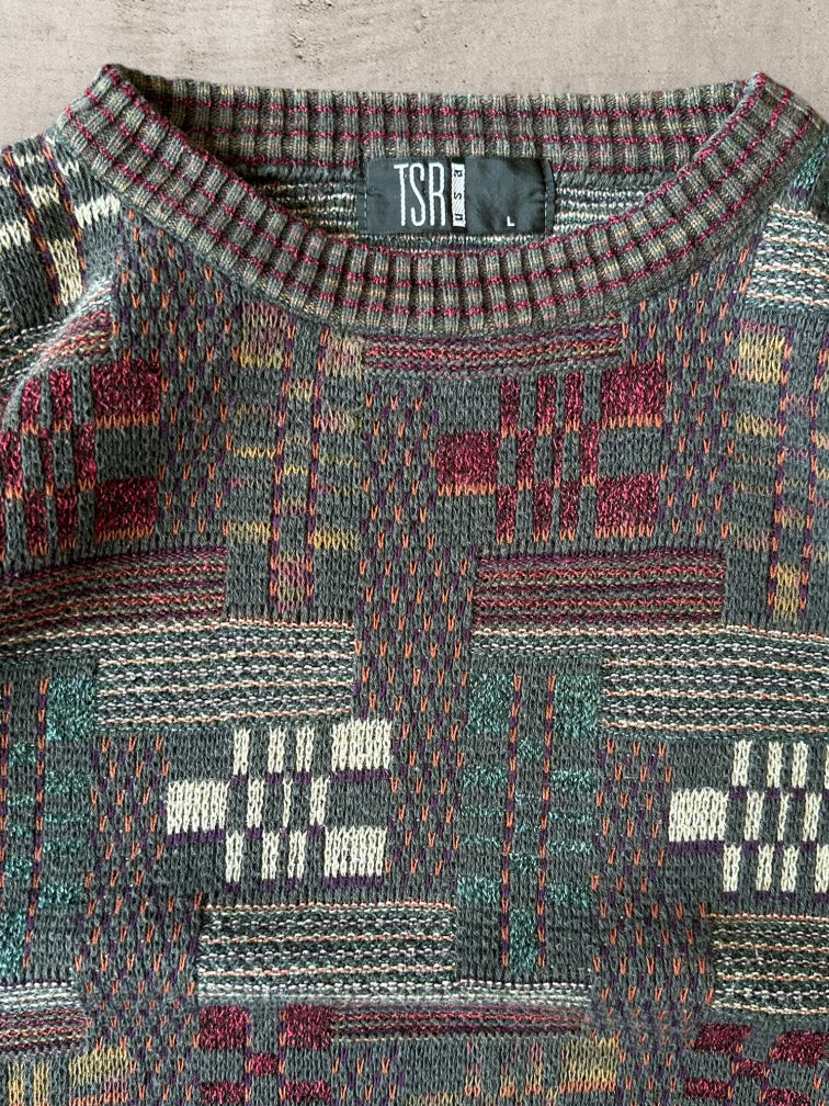 90s TSR Multicolor Knit Sweater - XL
