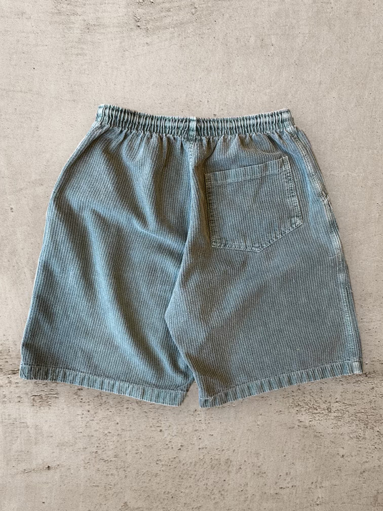 90s Green Cotton Ribbed Shorts - Medium