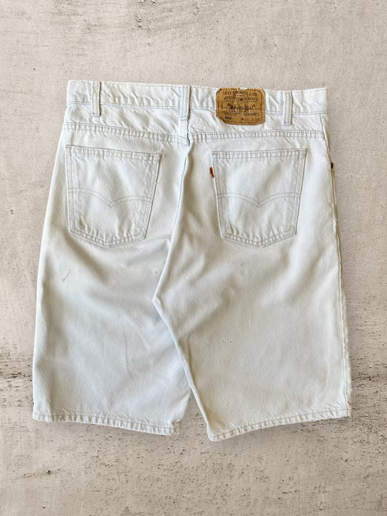 90s Levi’s 550 Orange Tab Bleached Denim Baggy Shorts - 33”