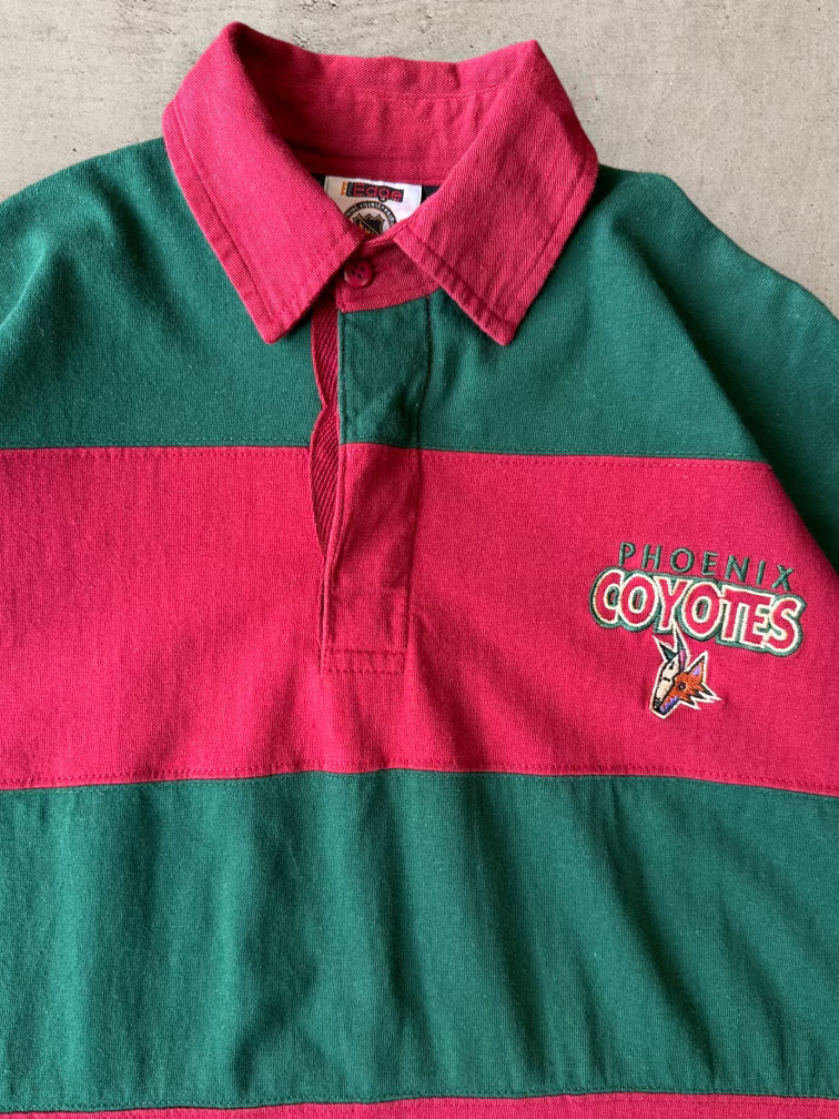 90s Phoenix Coyotes Striped Polo Shirt - Large