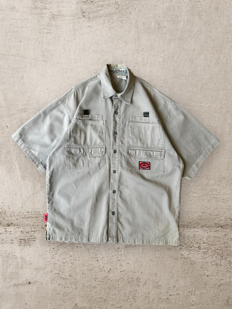 90s Hedz Up Multi-Pocket Gray Button Down Shirt - XXL