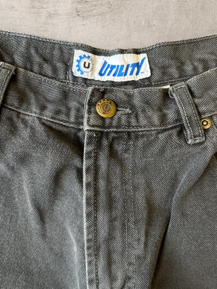 00s Utility Black Denim Baggy Shorts - 31”