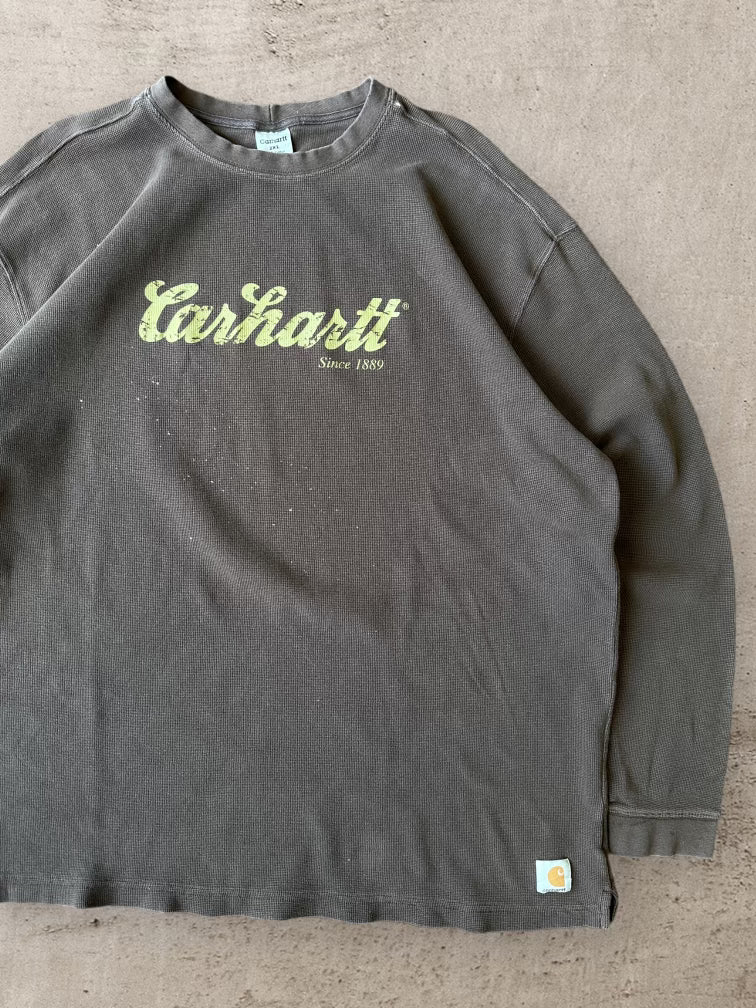 00s Carhartt Brown Thermal Long Sleeve Shirt -XXL
