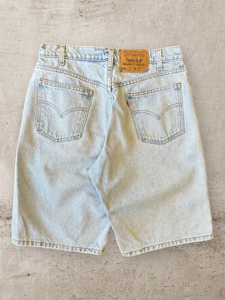 90s Levi’s 550 Orange Tab Light Wash Denim Baggy Shorts - 31”