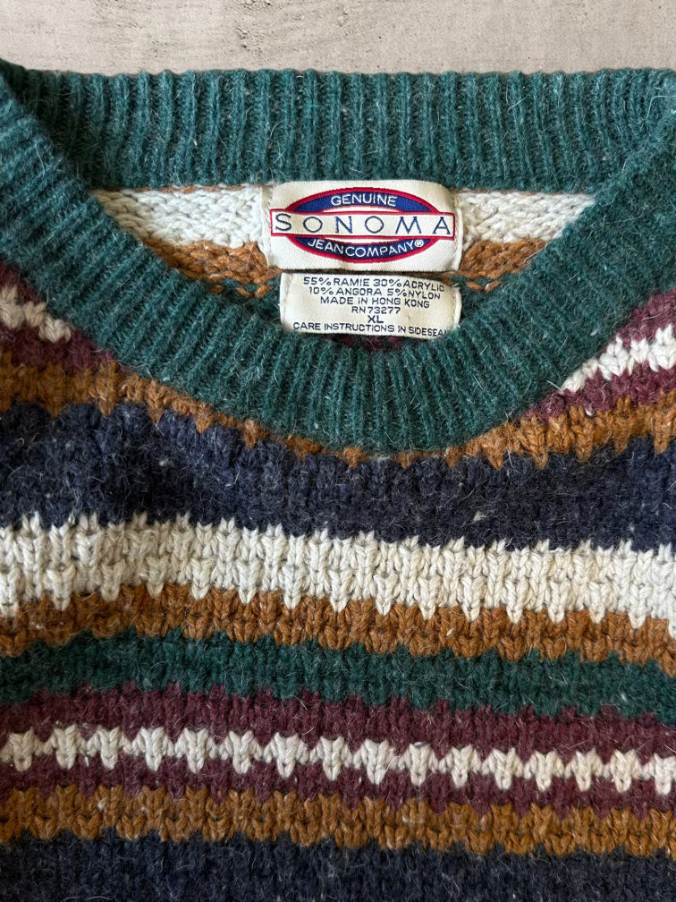 90s Sonoma Striped Multicolor Sweater - XL
