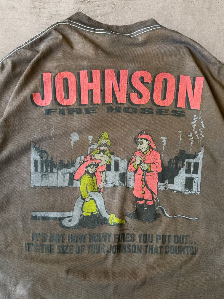 90s Brown Dyed Big Johnson Fire Hoses T-Shirt - XXL