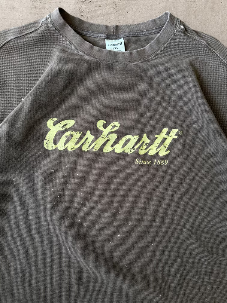 00s Carhartt Brown Thermal Long Sleeve Shirt -XXL