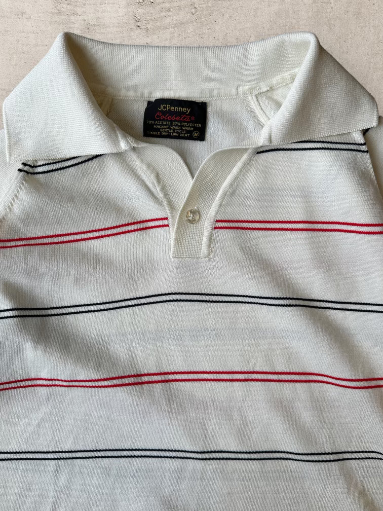 80s JCPenny Striped Polo Shirt - Medium