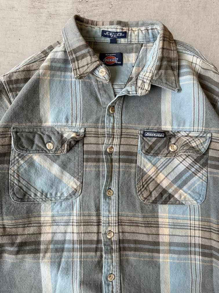 90s Dickies Plaid Print Button Up Flannel - XL