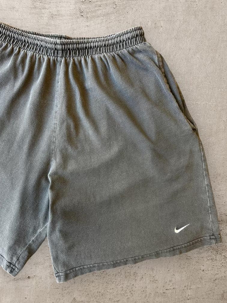 90s Nike Black Mini Swoosh Cotton Shorts - XL