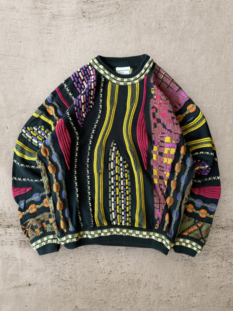 90s Carlo Alberto Multicolor Cable Knit Sweater - Large