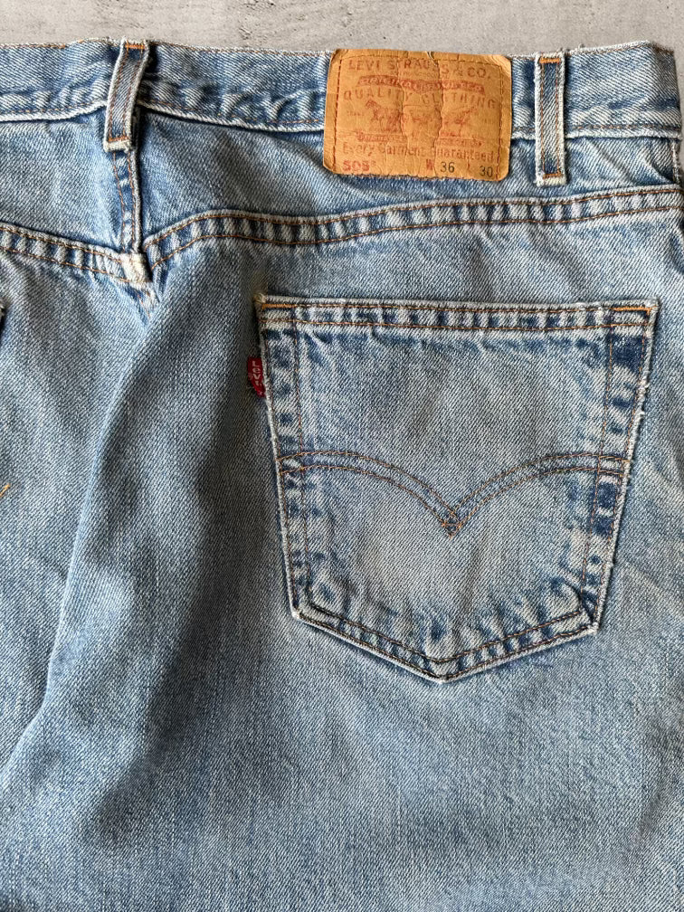 90s Levi’s 505 Light Wash Distressed Denim Jeans - 36x30