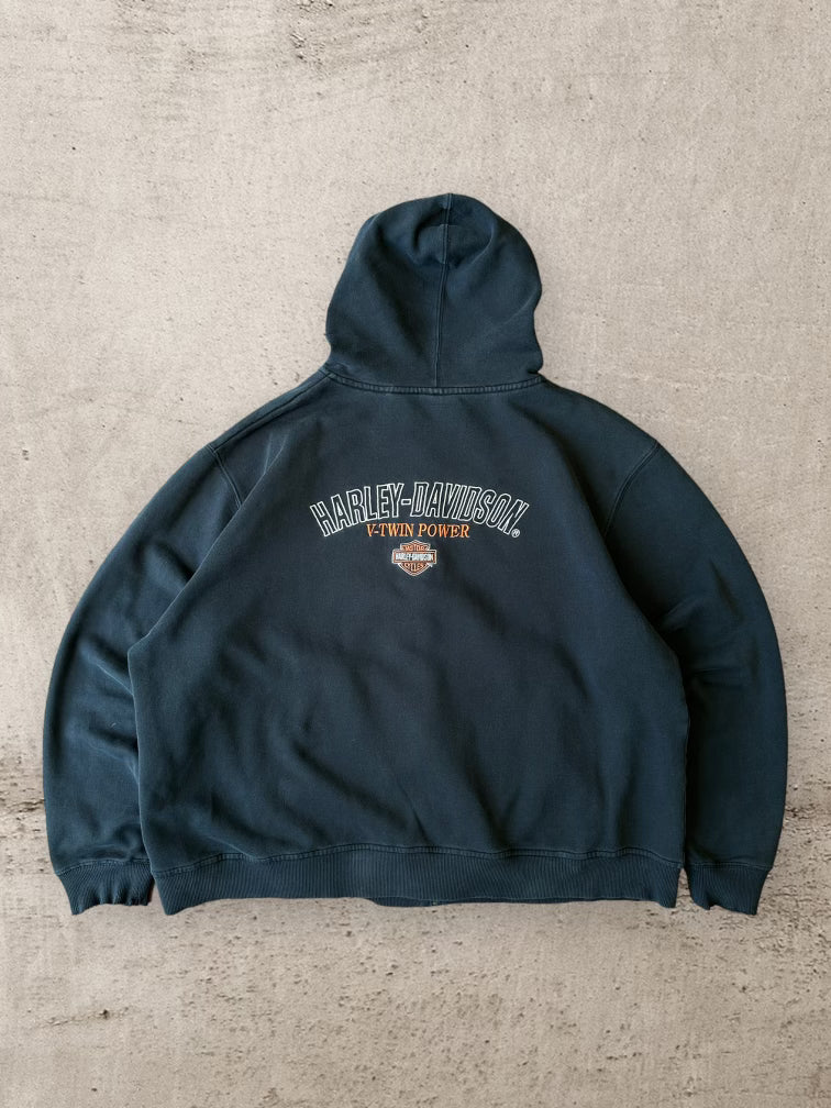 00s Harley Davidson Logo Zip Up Hoodie - XXL