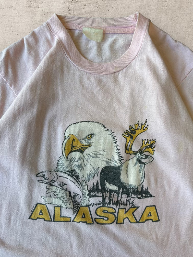 70s/80s Pink Alaska Cuffed T-Shirt - Medium