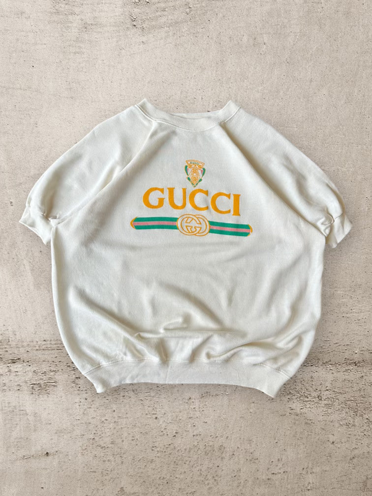 80s Gucci Bootleg Short Sleeve Sweatshirt - XL