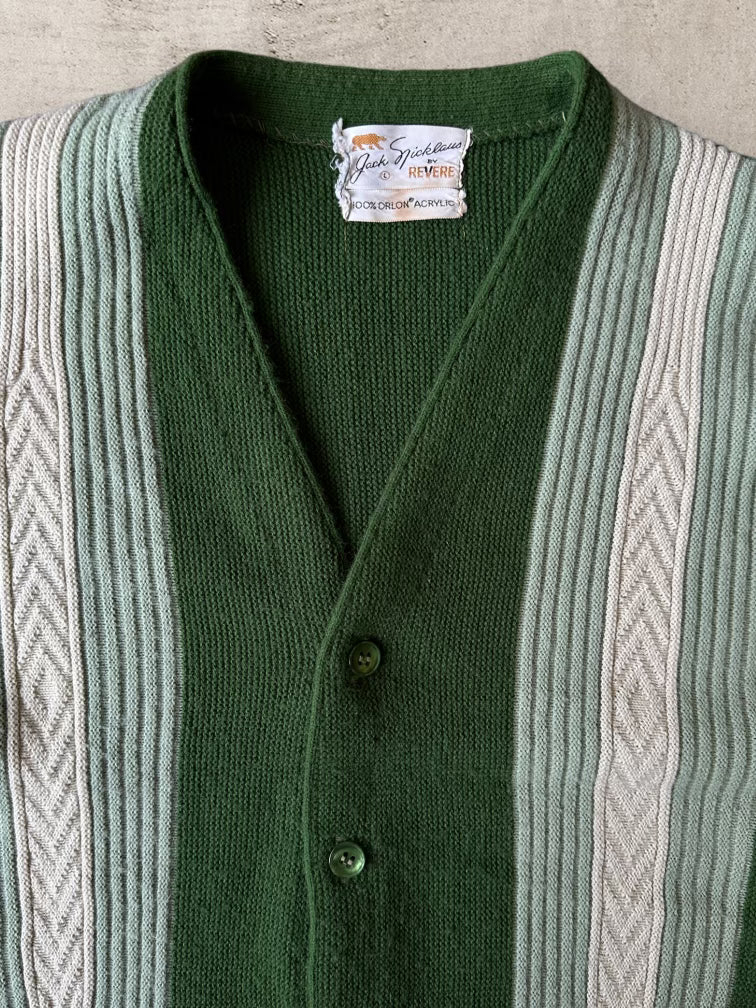 60s/70s Jack Nicklaus Striped Knit Cardigan - Large