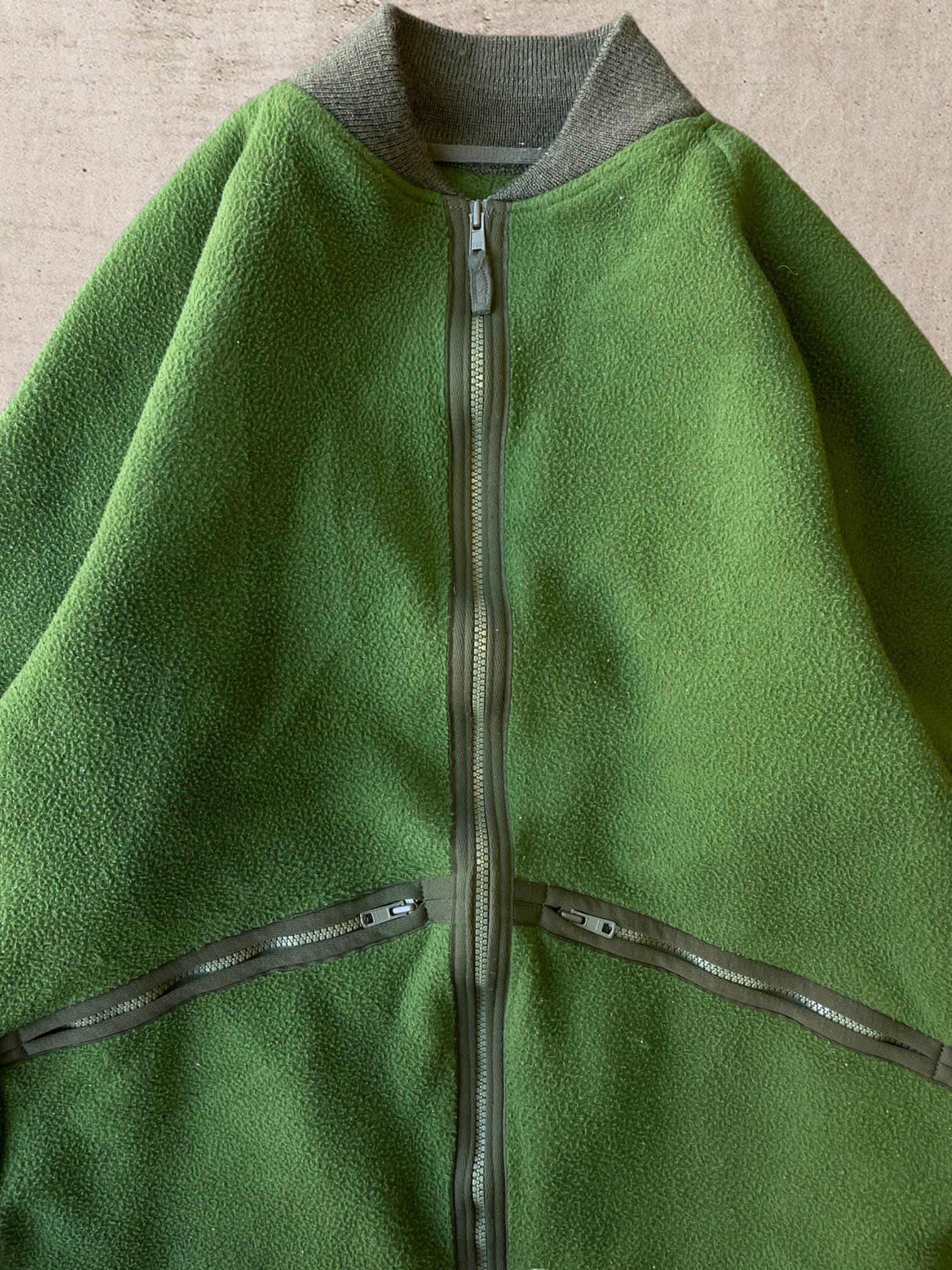 Vintage Green Zip up Fleece - Medium