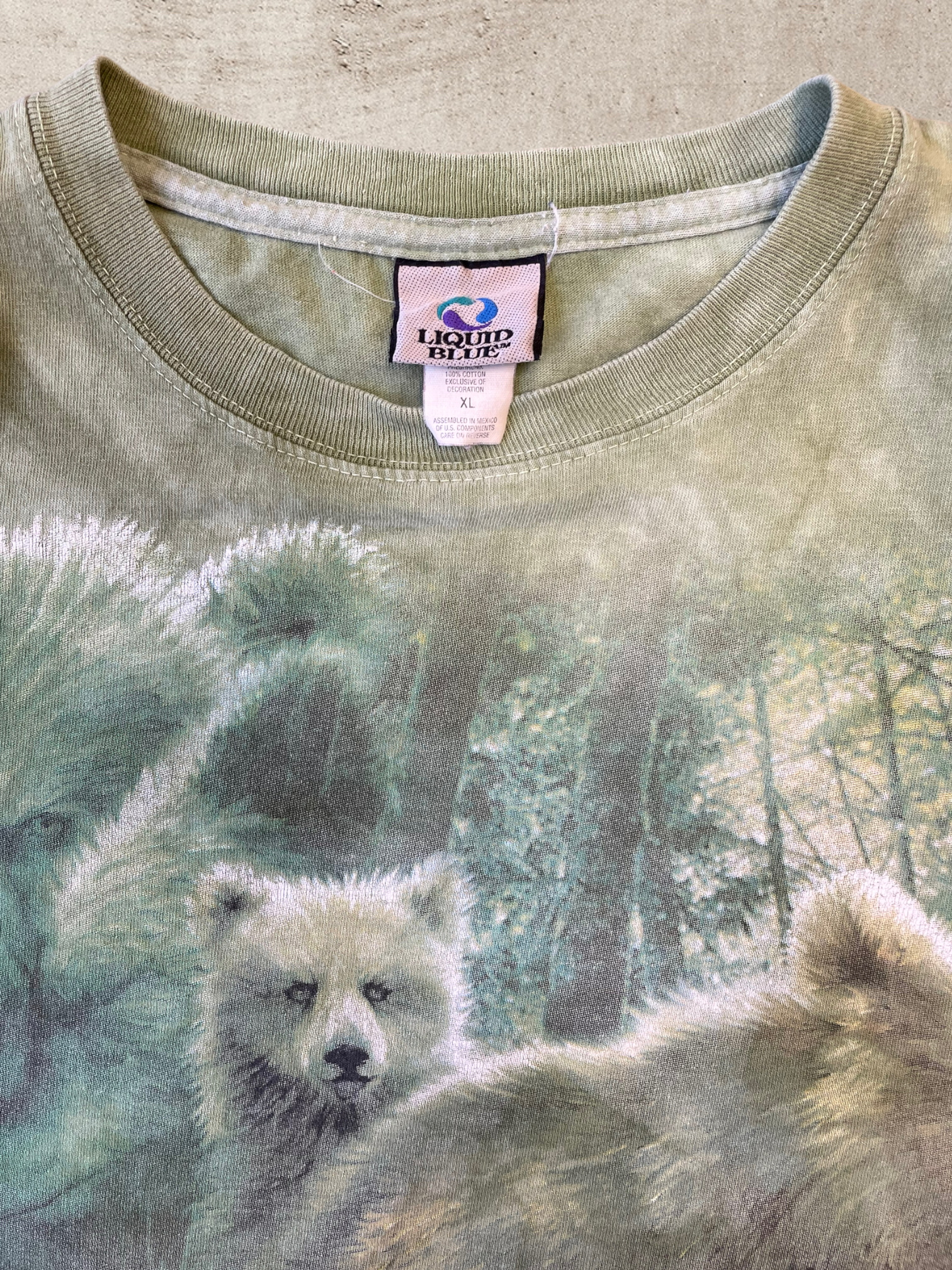 90s Liquid Blue Nature Bear T-Shirt - XL
