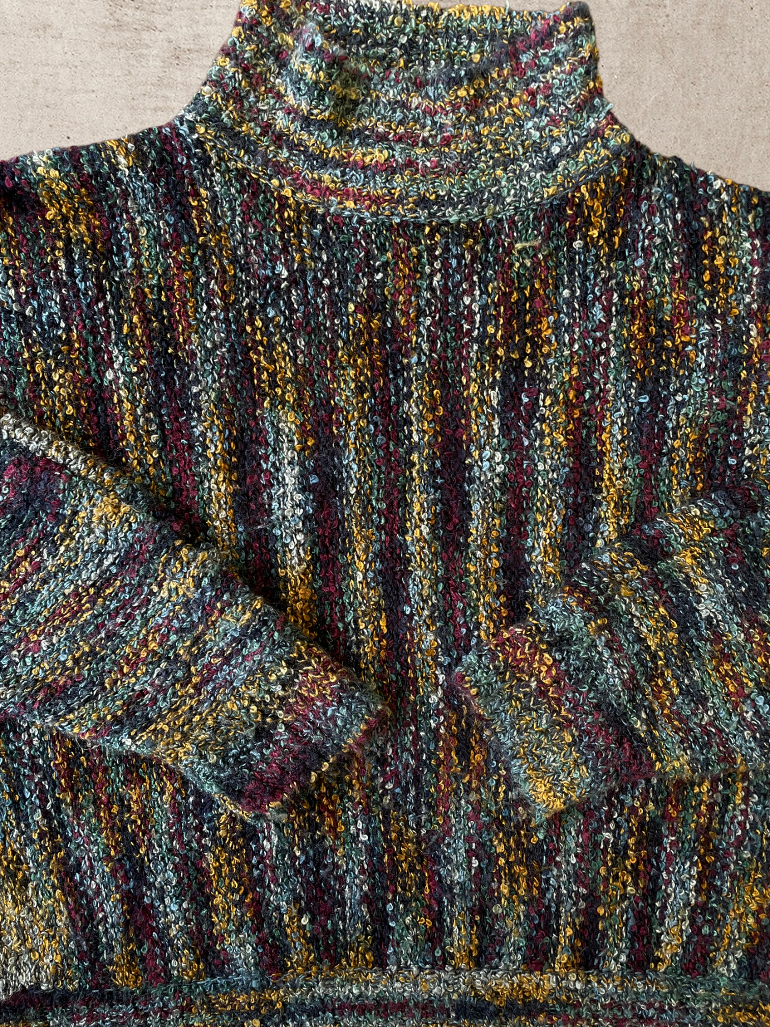 90s Multicolor Knit Mock Neck Sweater - Large
