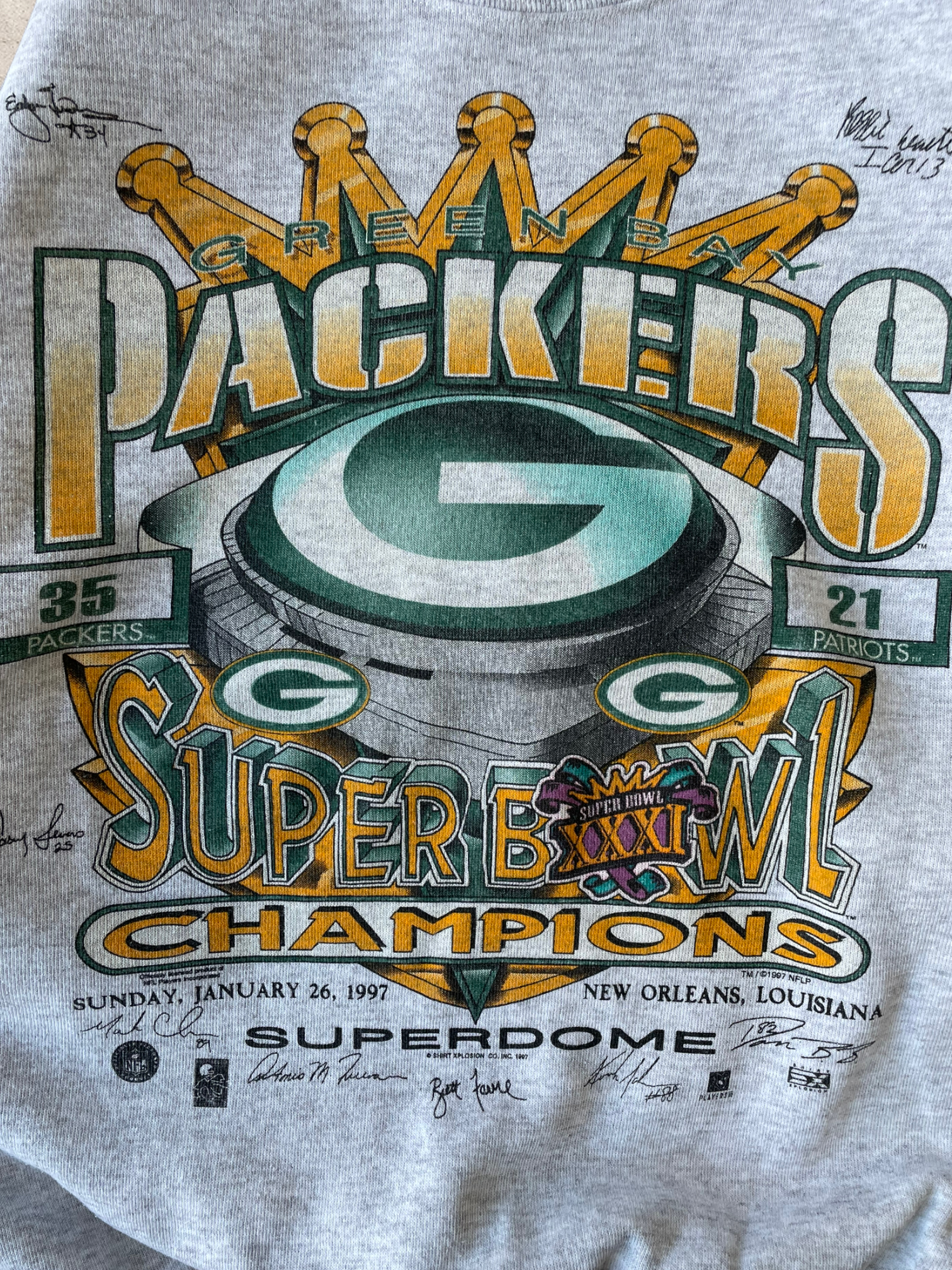 1997 Green Bay Packers Super Bowl Crewneck - XX-Large