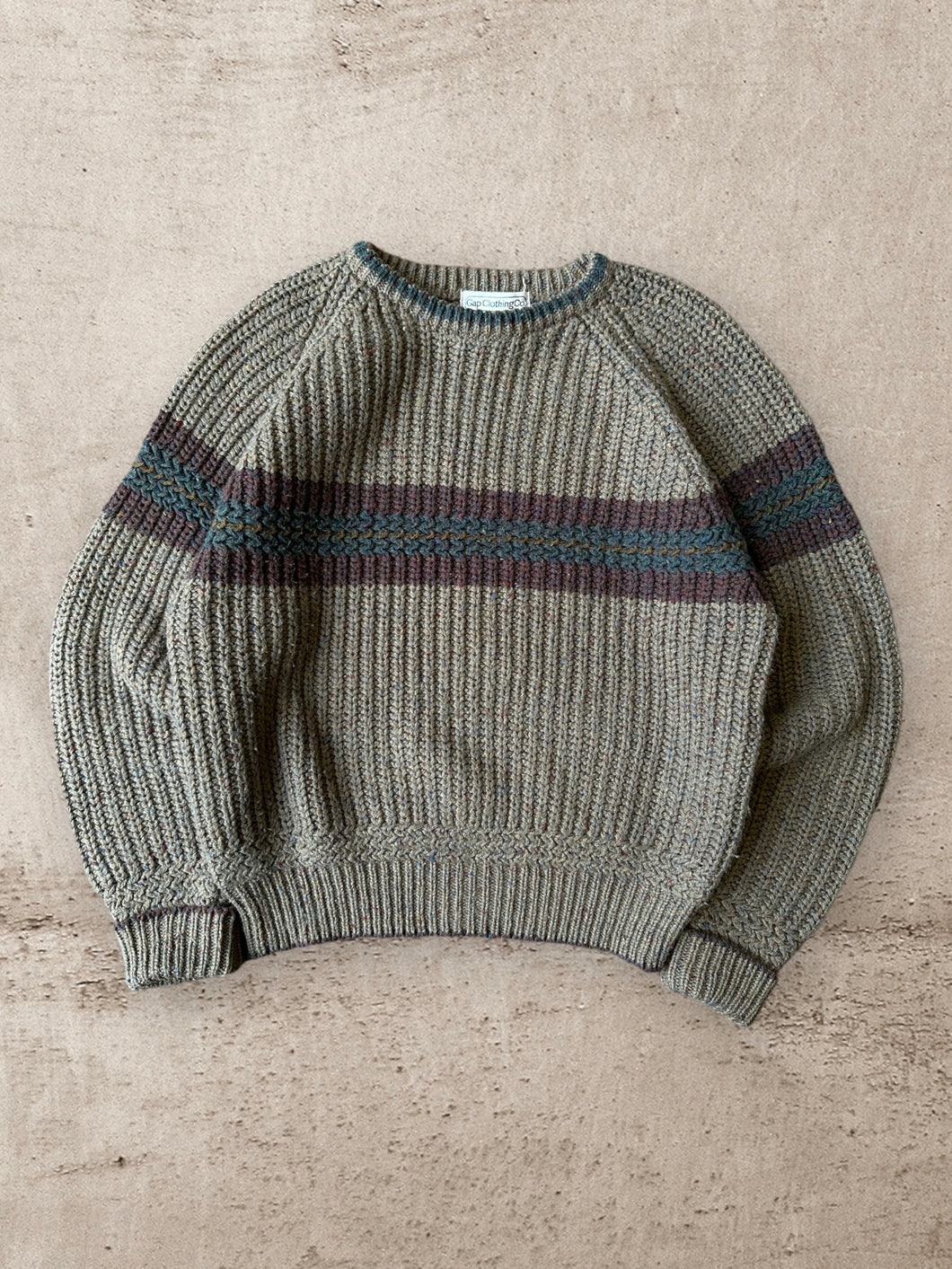 Vintage Gap Striped Green Knit Sweater - Large
