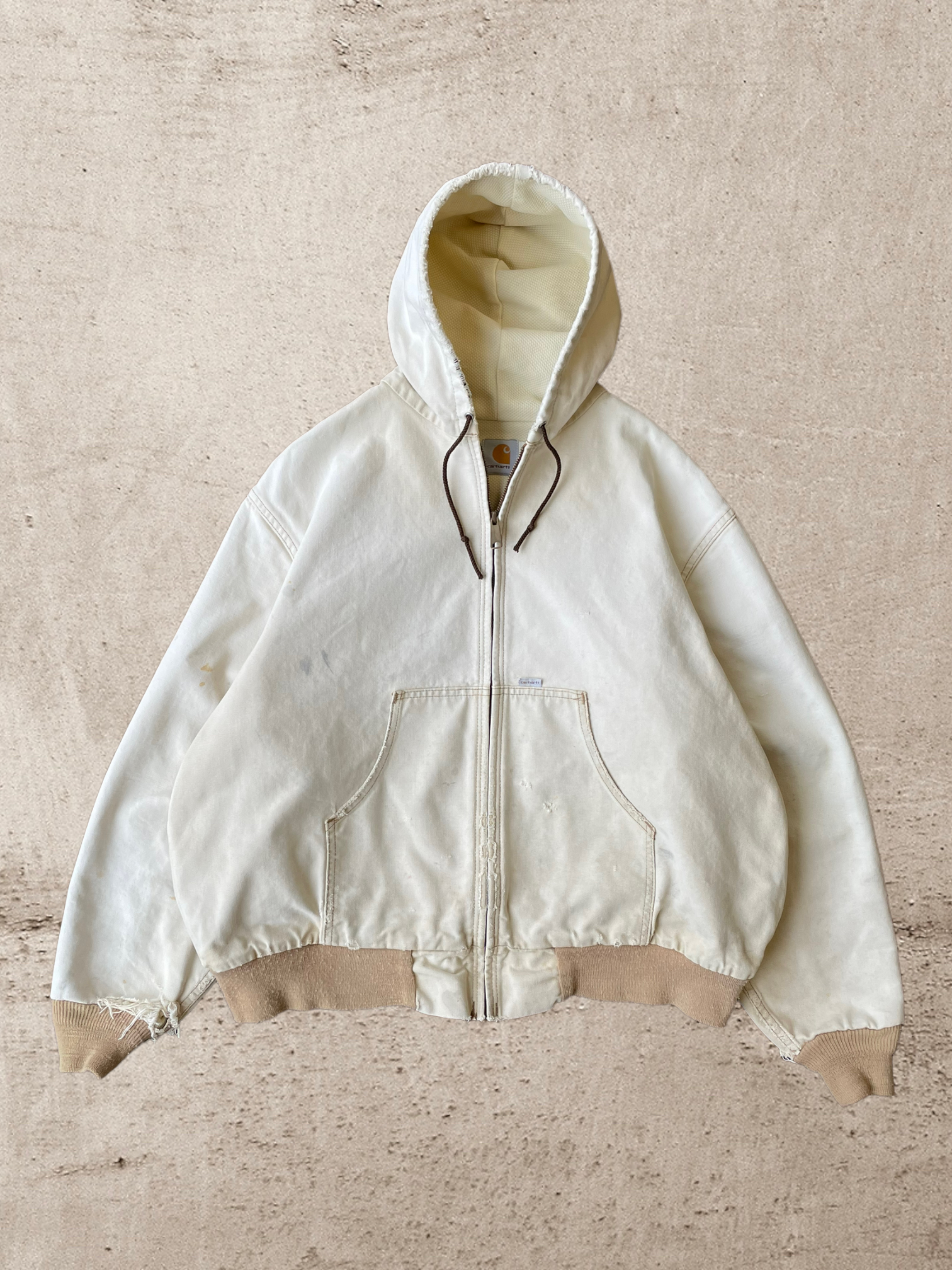 80s Distressed Carhartt Hooded Jacket - XL