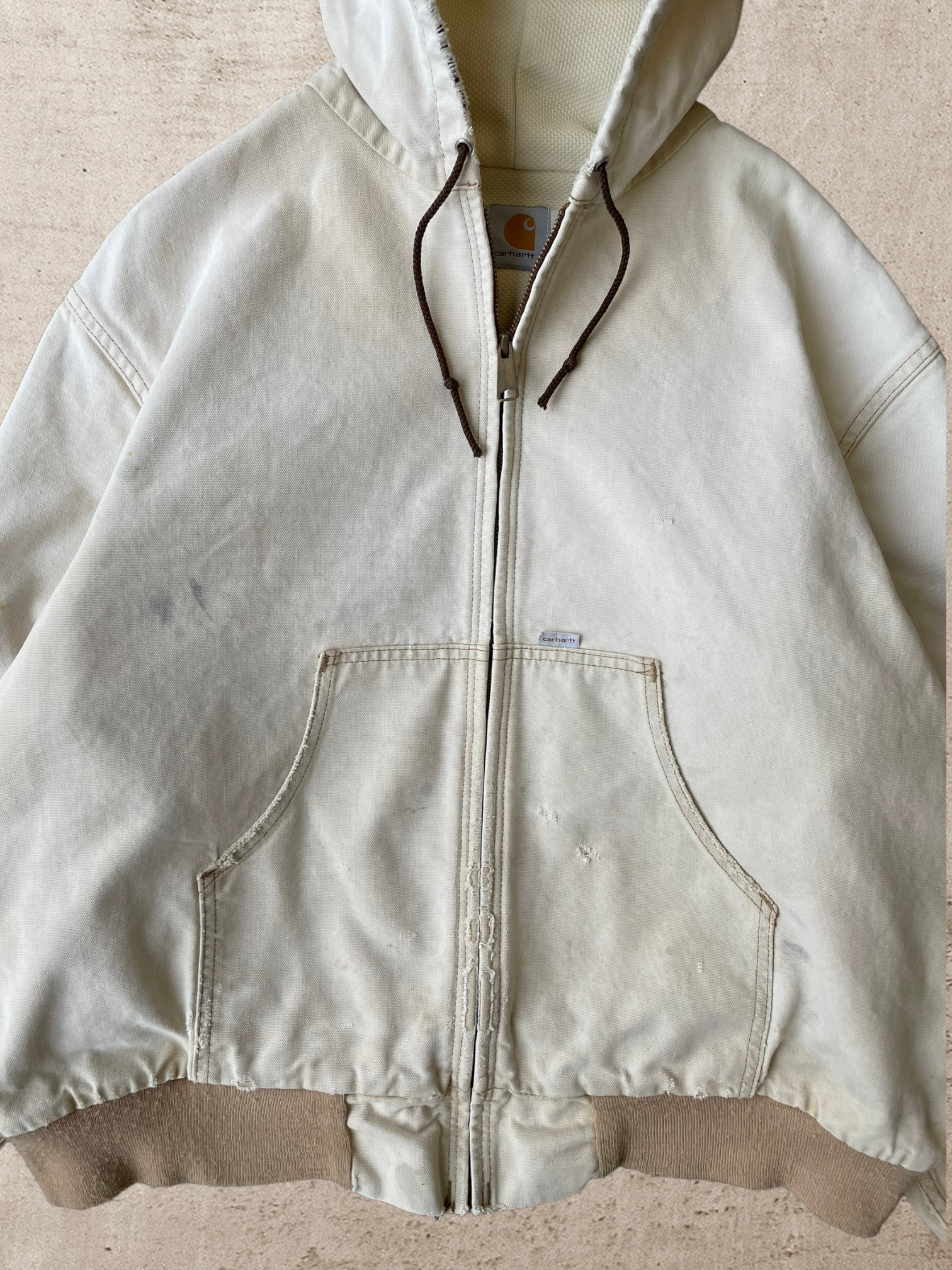 80年代 ディストレスト カーハート フード付きジャケット - XL