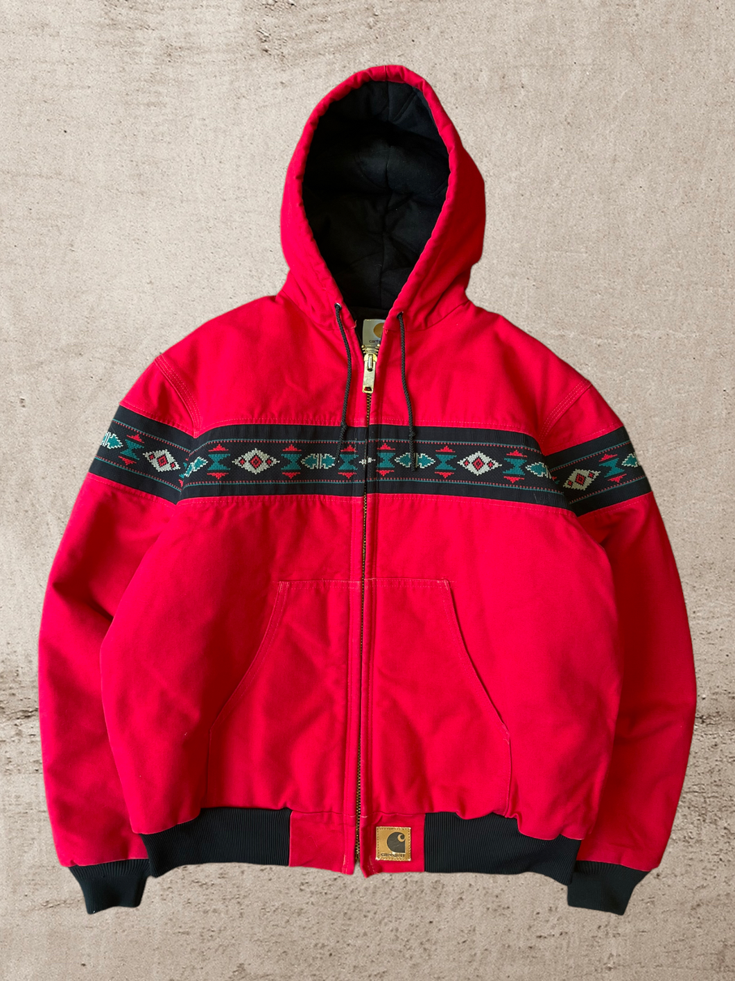 90s Carhartt Aztec Hooded Jacket - Large