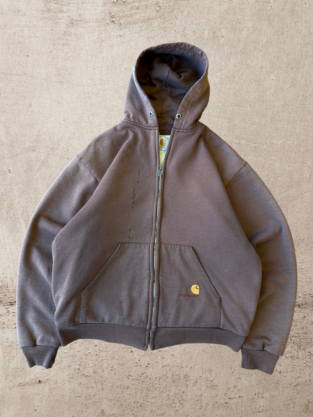 90s Carhartt Brown Thermal Lined Heavyweight Sweatshirt - Large