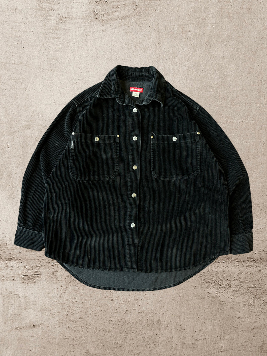 Vintage Black Corduroy Button Up Jacket - Large