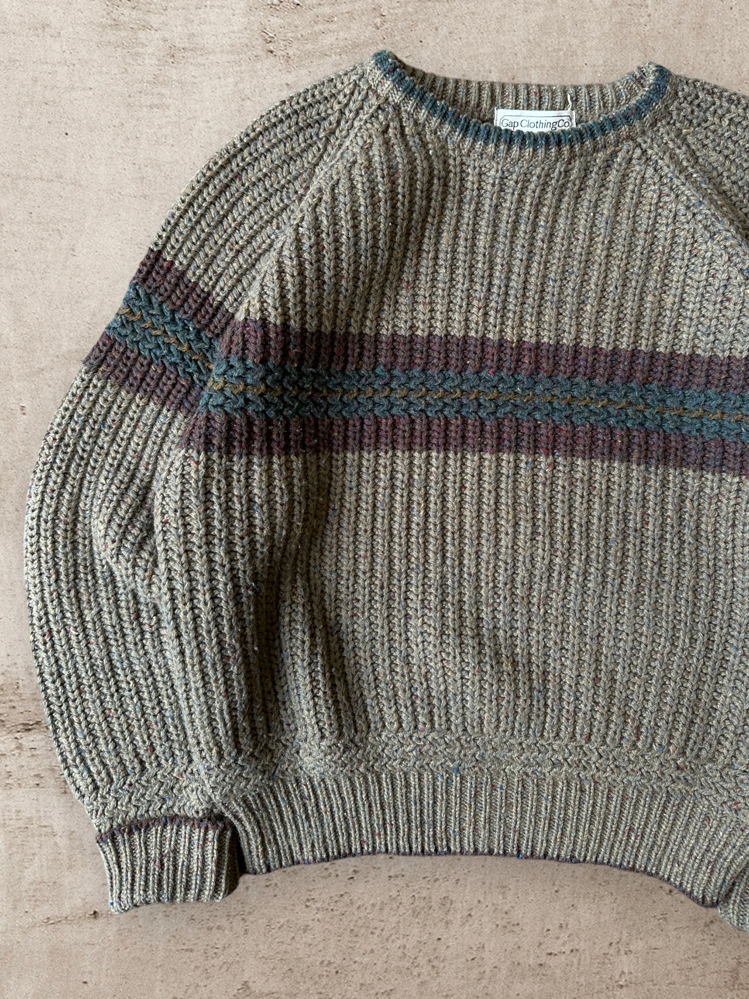 Vintage Gap Striped Green Knit Sweater - Large