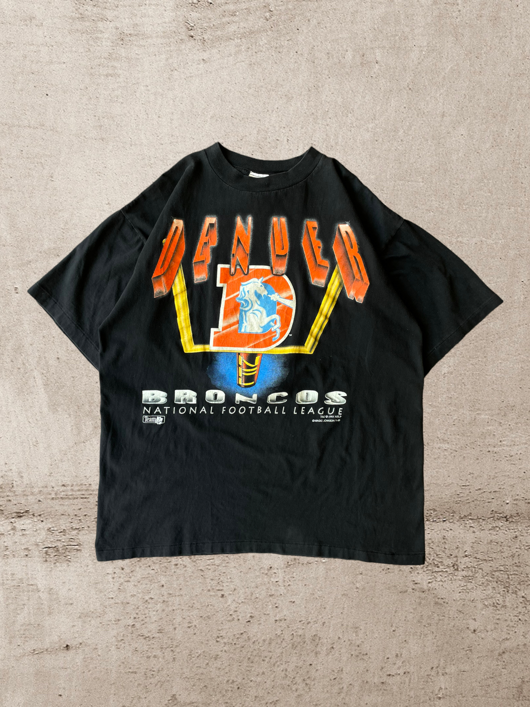 1993 Denver Broncos Magic Johnson Graphic T-Shirt - Large