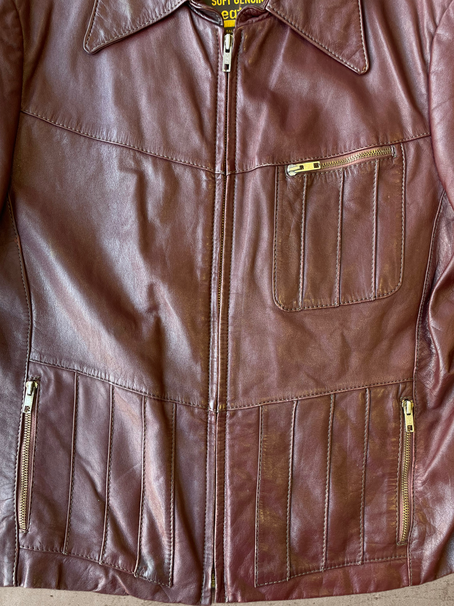 70s/80s Cowhide Leather Jacket - Large