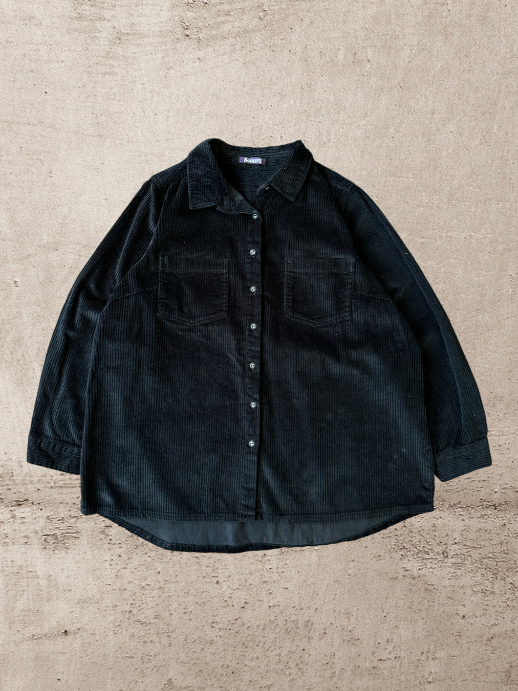 Vintage Black Corduroy Button Up - Large