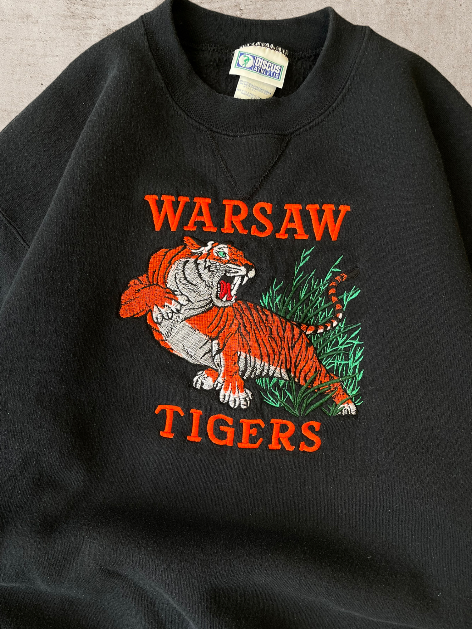 90s Warsaw Tigers Embroidered Crewneck - Large