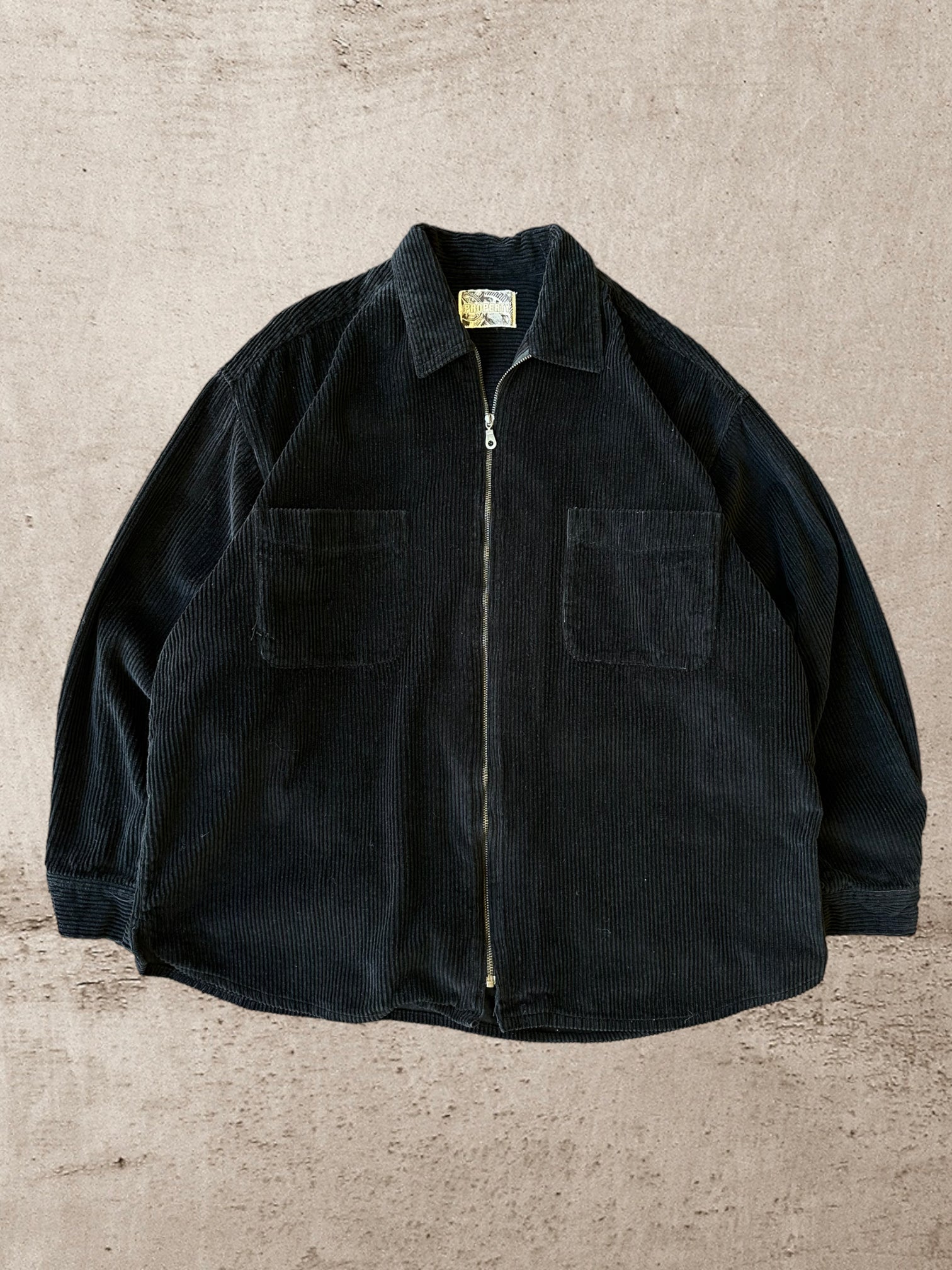 90s Property Black Corduroy Zip Up Jacket - XL
