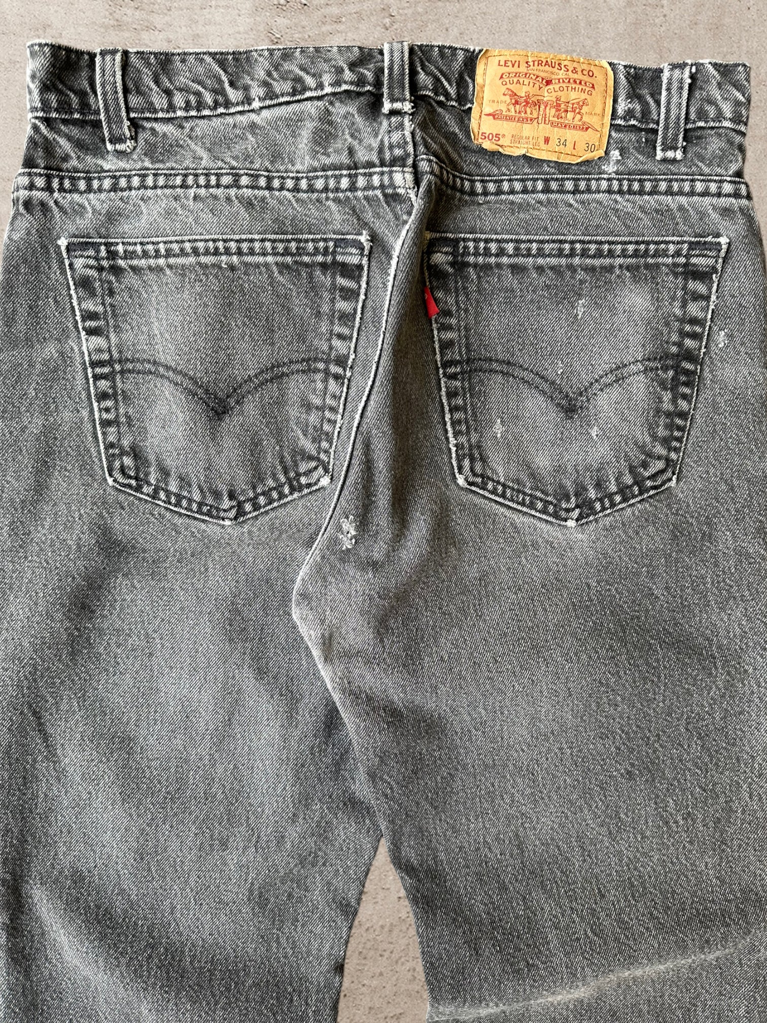 90s Levi 505 Faded Black Straight Jeans - 34x30