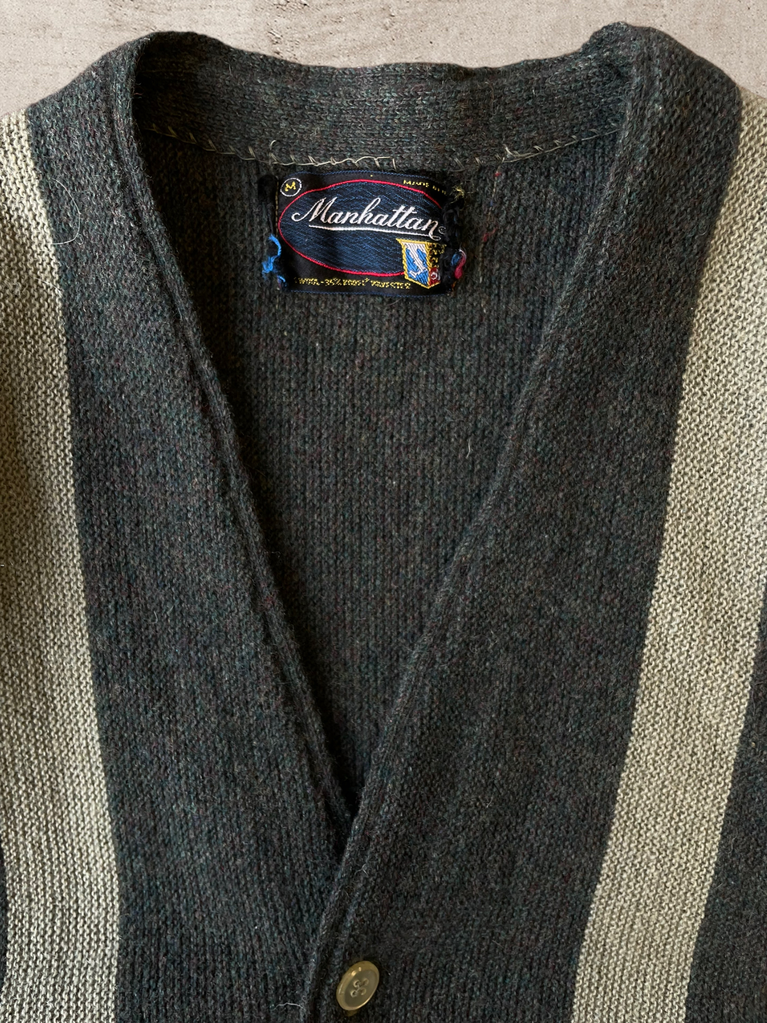 80s Stripped Knit Cardigan - Medium